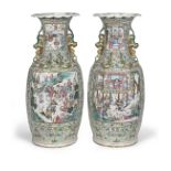 A large pair of Canton famille rose vases Mid-19th century (2)