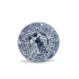 A blue and white Kraak 'Buddhist lions' barbed-rim basin Wanli