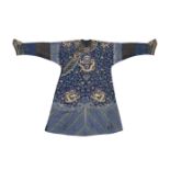 A blue-ground gauze silk 'nine-dragon' robe, jifu 19th century