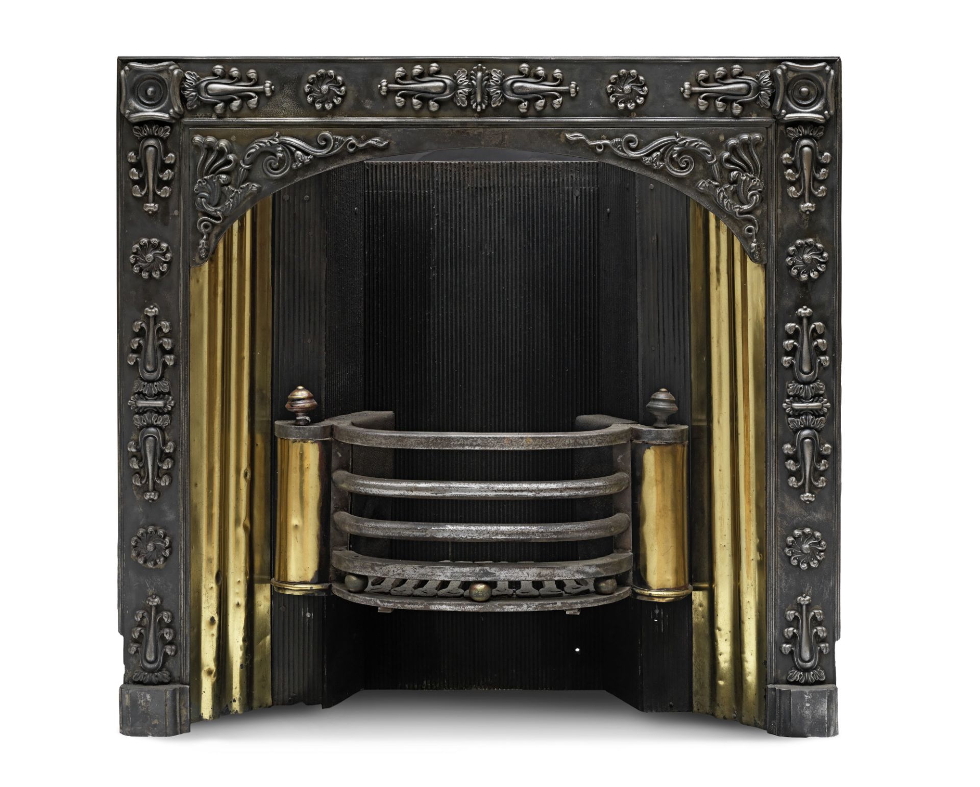 A Regency Steel, Cast Iron and Brass Register Grate