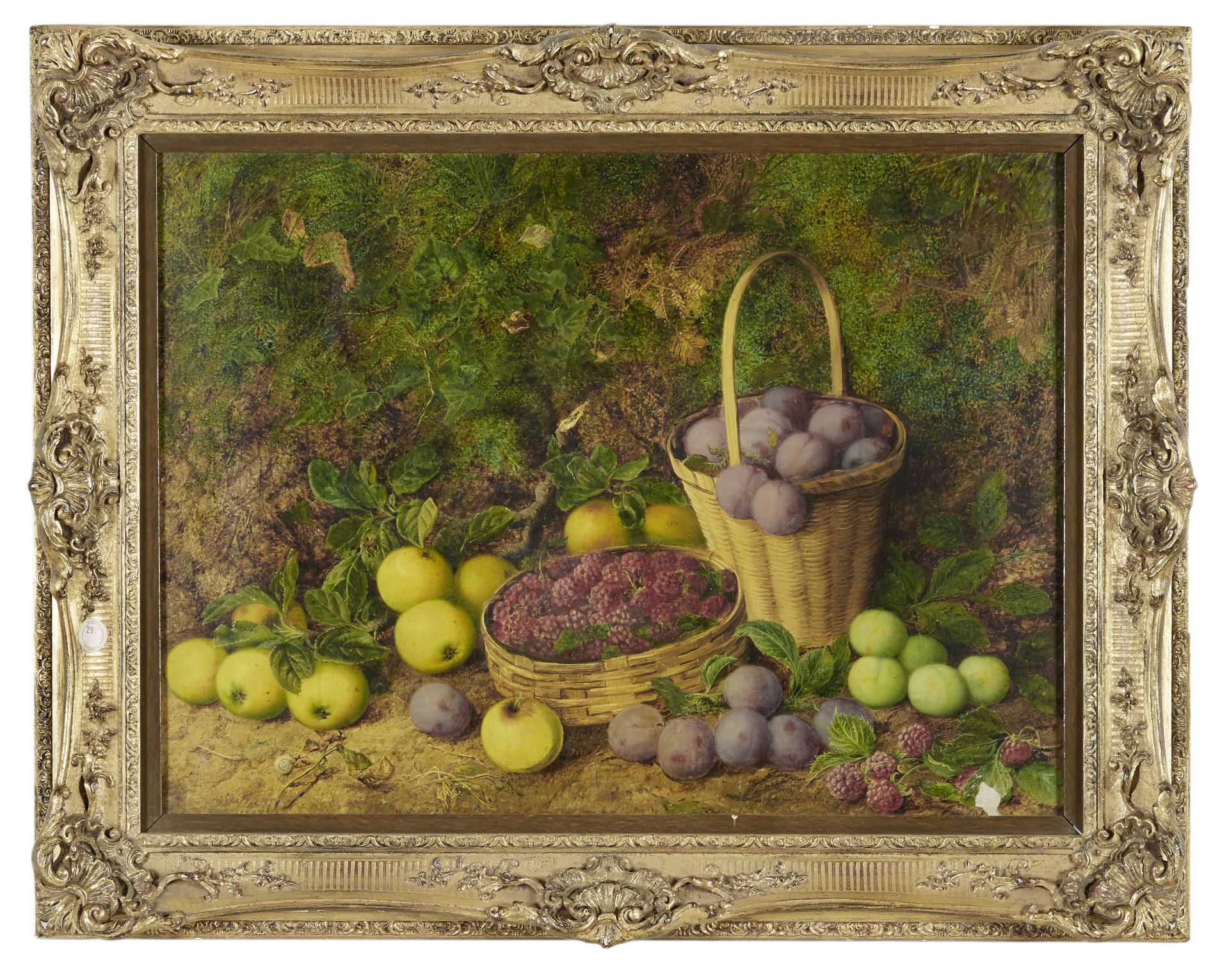 George Clare (British, 1835-1890) Still life with Plums, Apples and Raspberries