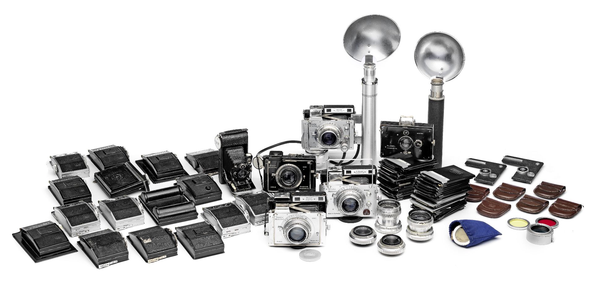 A Collection of Plauber Makina Cameras and Accessories, (Qty)