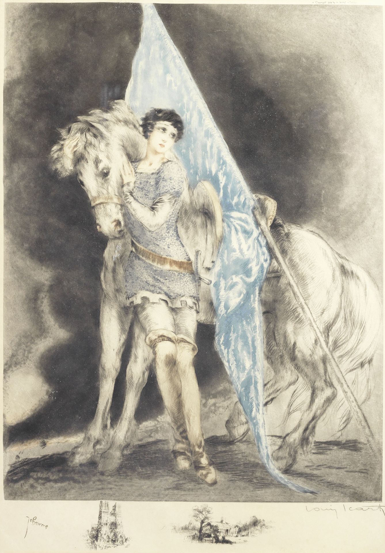 Louis Icart (French, 1888-1950) Joan of Arc (Jeanne d'Arc) Etching with drypoint, 1929, printed i...