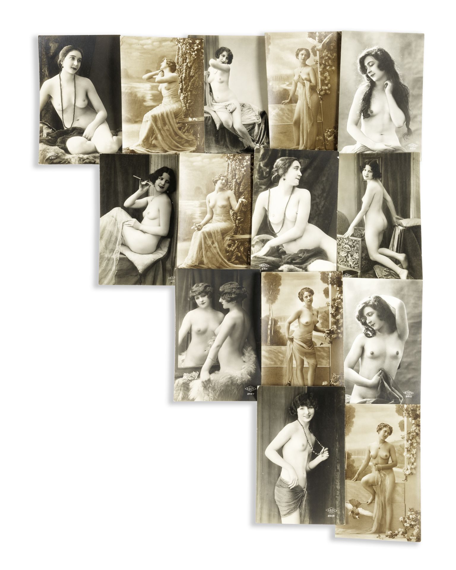 POSTCARDS Collection of approximately 85 postcards of female nudes, [1900s-1930s] (qty)