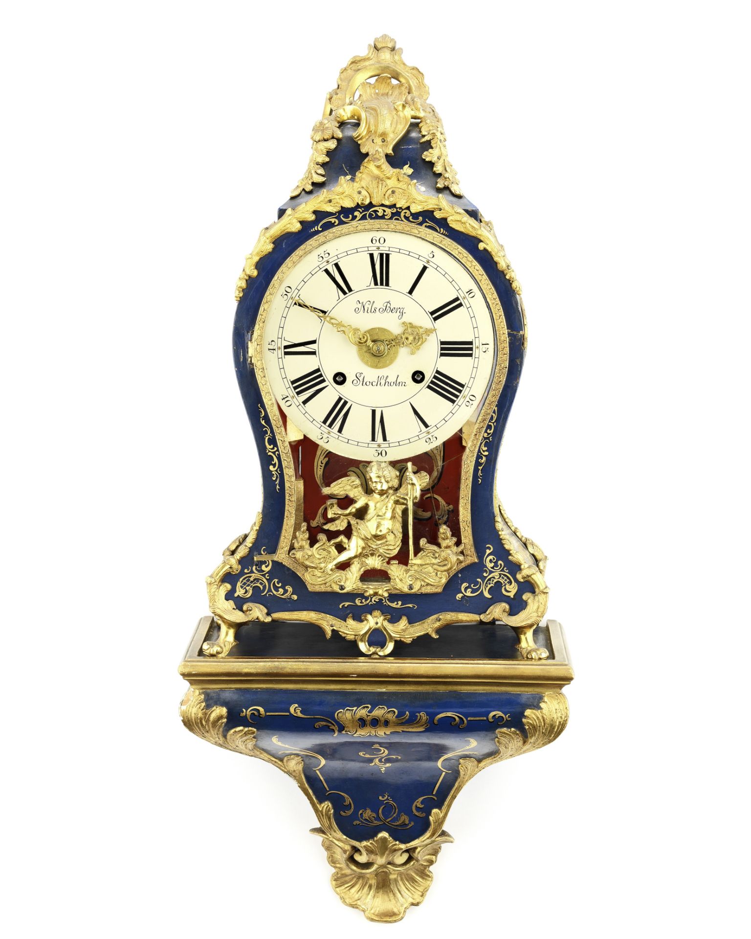 A late 18th century Swedish bracket clock with alarm Nils Berg, Stockholm, the movement numbered ...