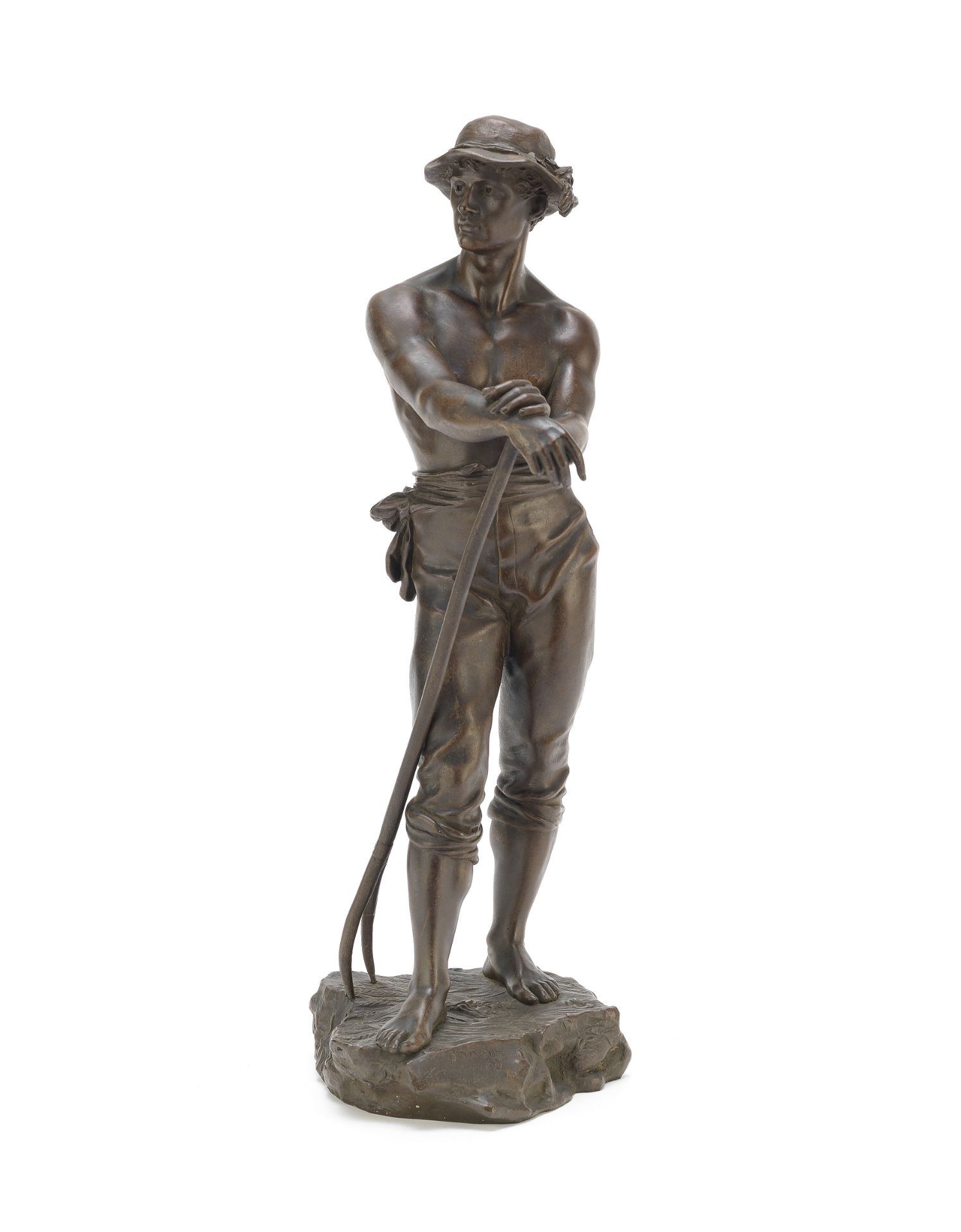 A late 19th/early 20th century French bronze figure of a farmer entitled 'Le Faneur' cast from th...