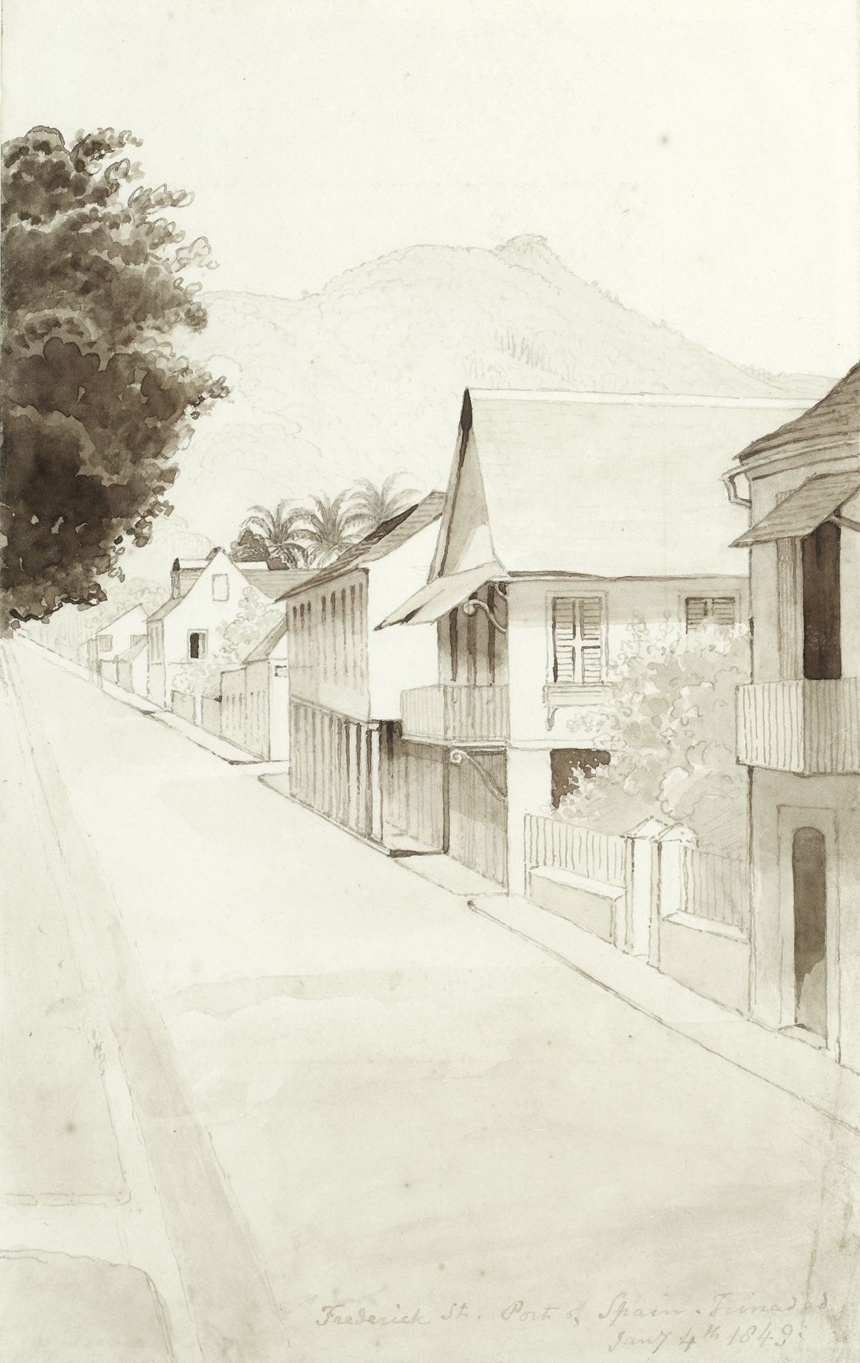 Charles William Day (British, active 1815-1854) 'Frederick St, Port of Spain, Trinidad'