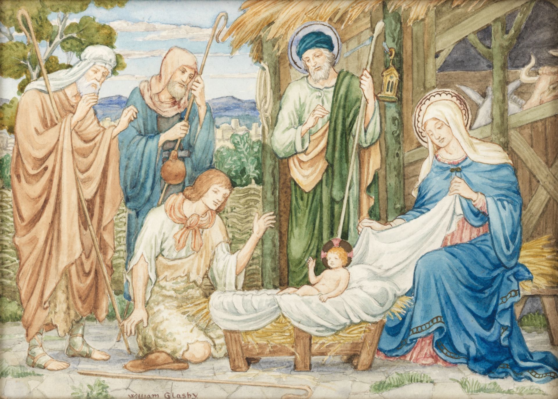 William Glasby (British, 1863-1941) Three nativity studies the largest 21 x 17.2cm (8 1/4 x 6 3/...