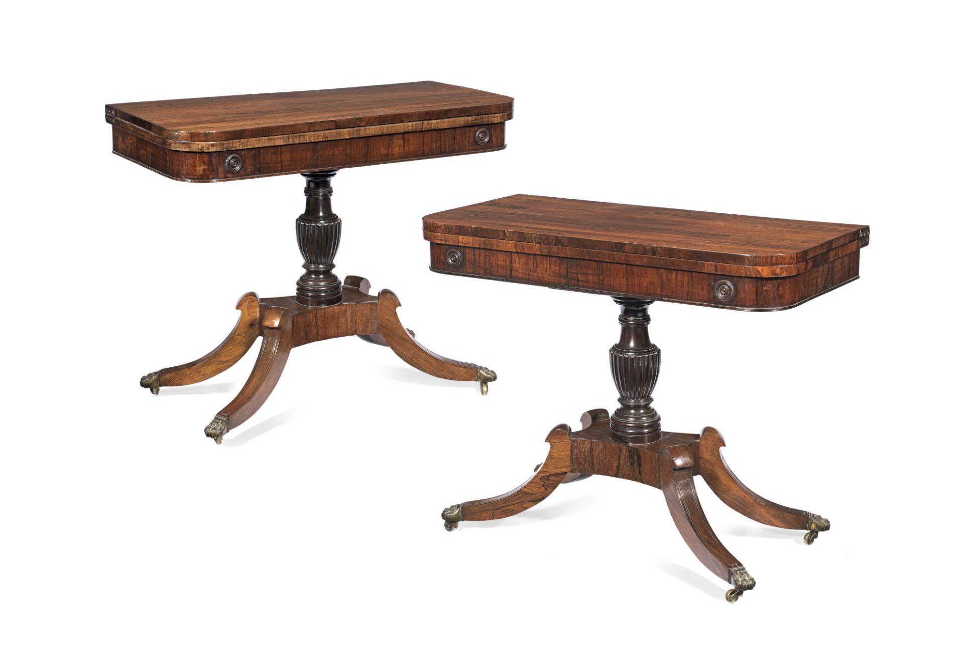 A pair of Regency rosewood card tables (2)