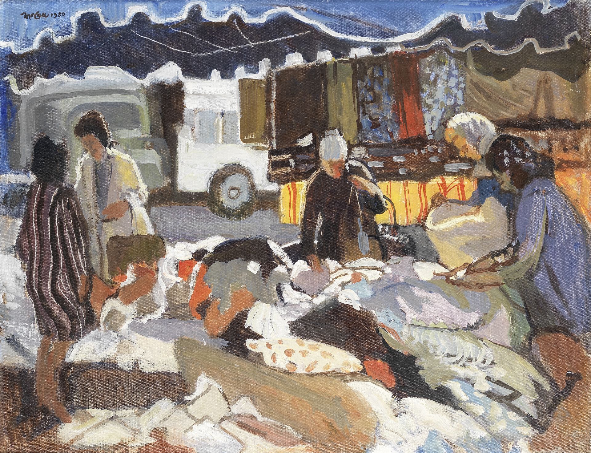 Charles McCall (British, 1907-1989) French Market Scene - Deauville