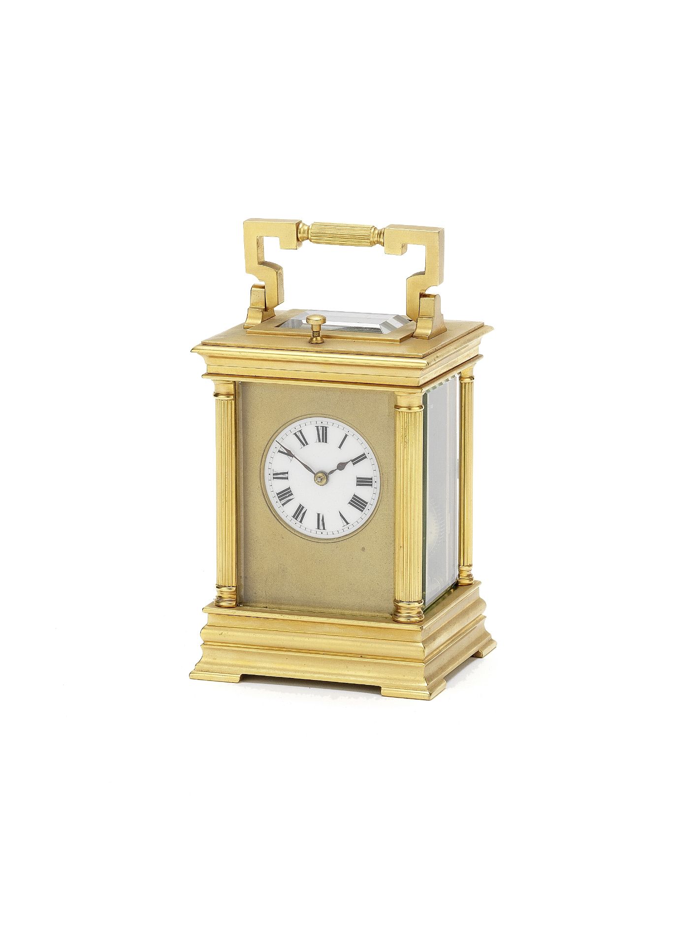 A good small French brass repeating carriage clock in original case Numbered 11658 3