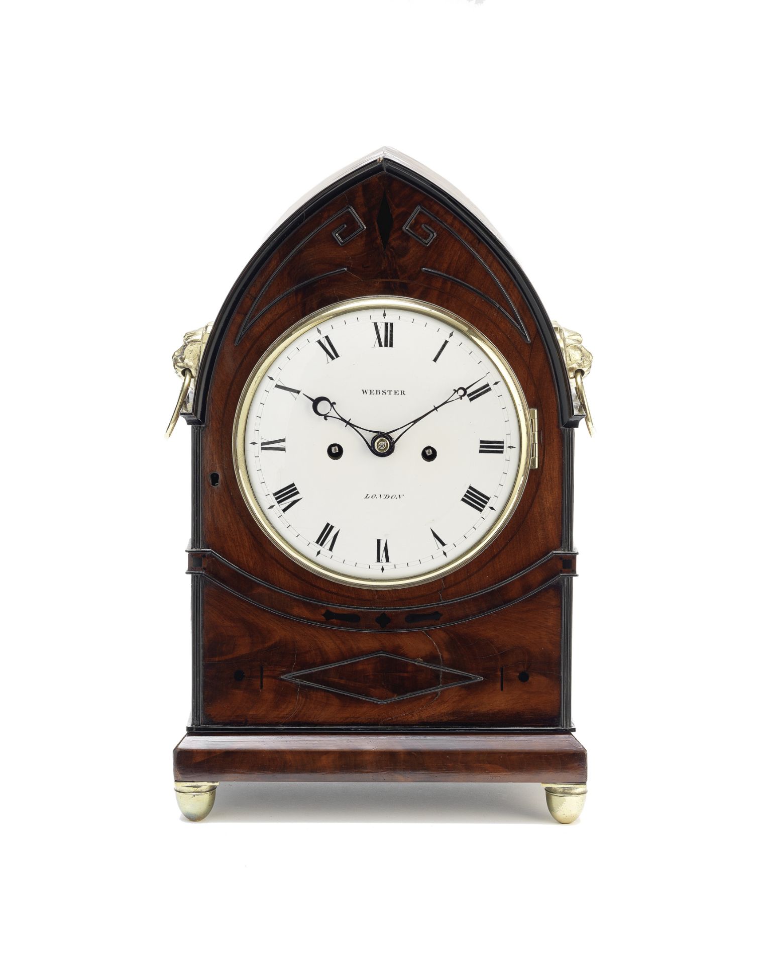 A Regency mahogany mantel clock with enamel dial Richard Webster, Exchange Alley, London