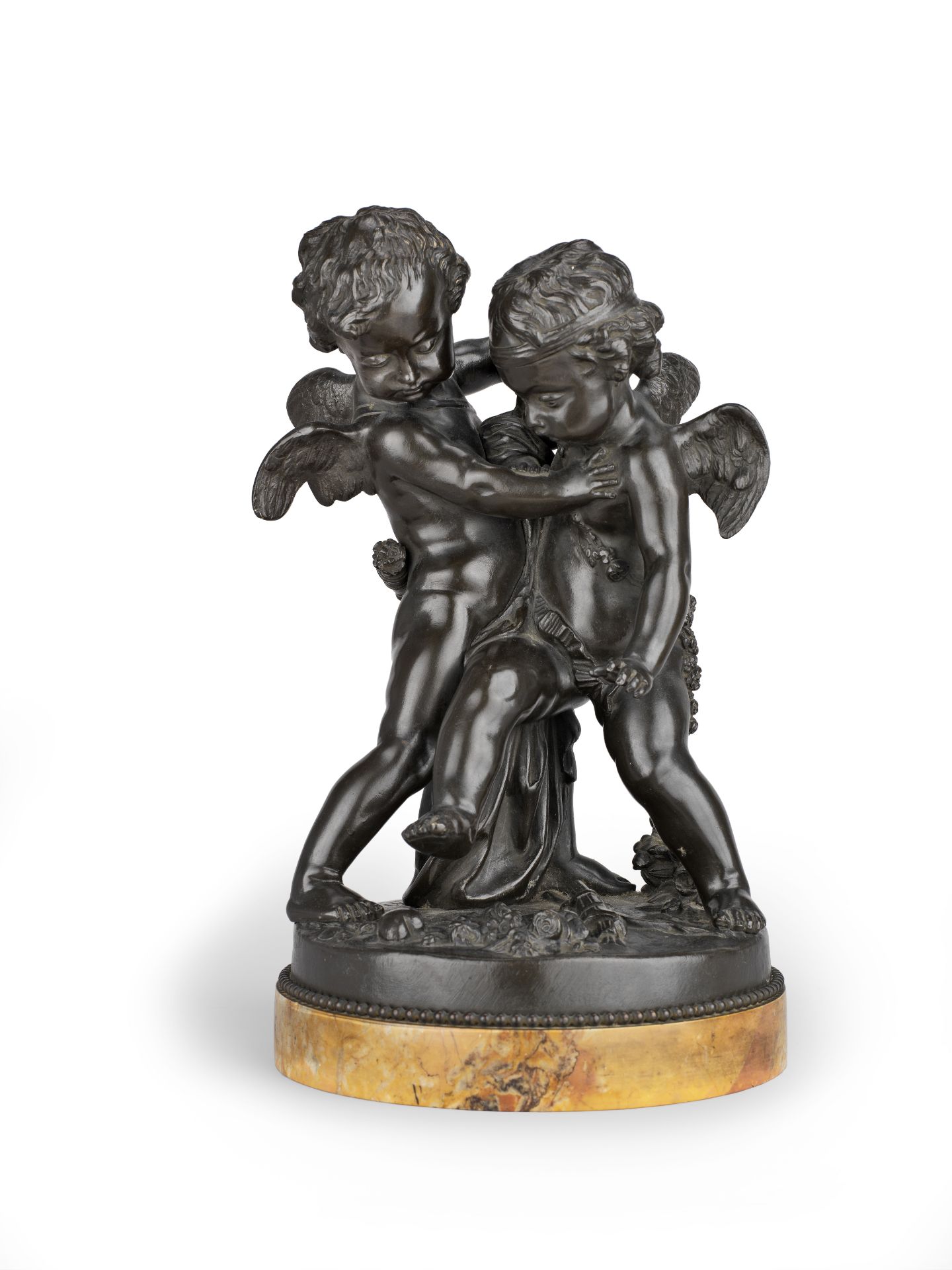 After Etienne Maurice Falconet, French (1716-1791): A late 19th century patinated bronze group of...