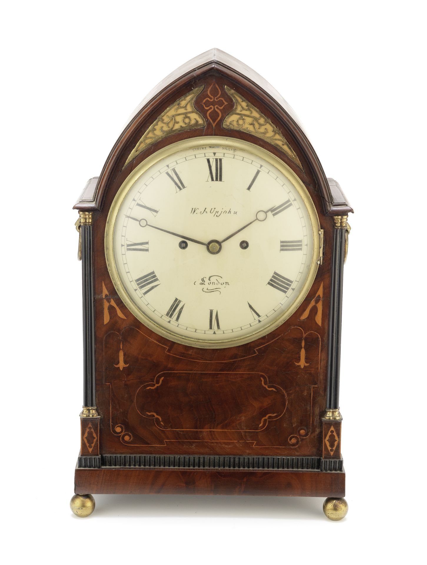 An early 19th century boxwood-inlaid mahogany bracket clock W.J Upjohn, London