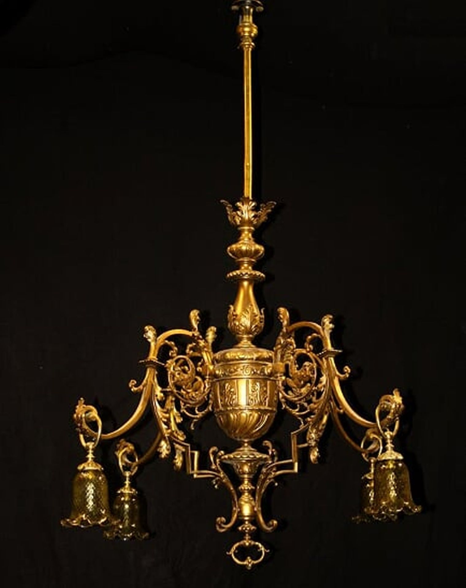 A late 19th century gilt bronze four light gasolier