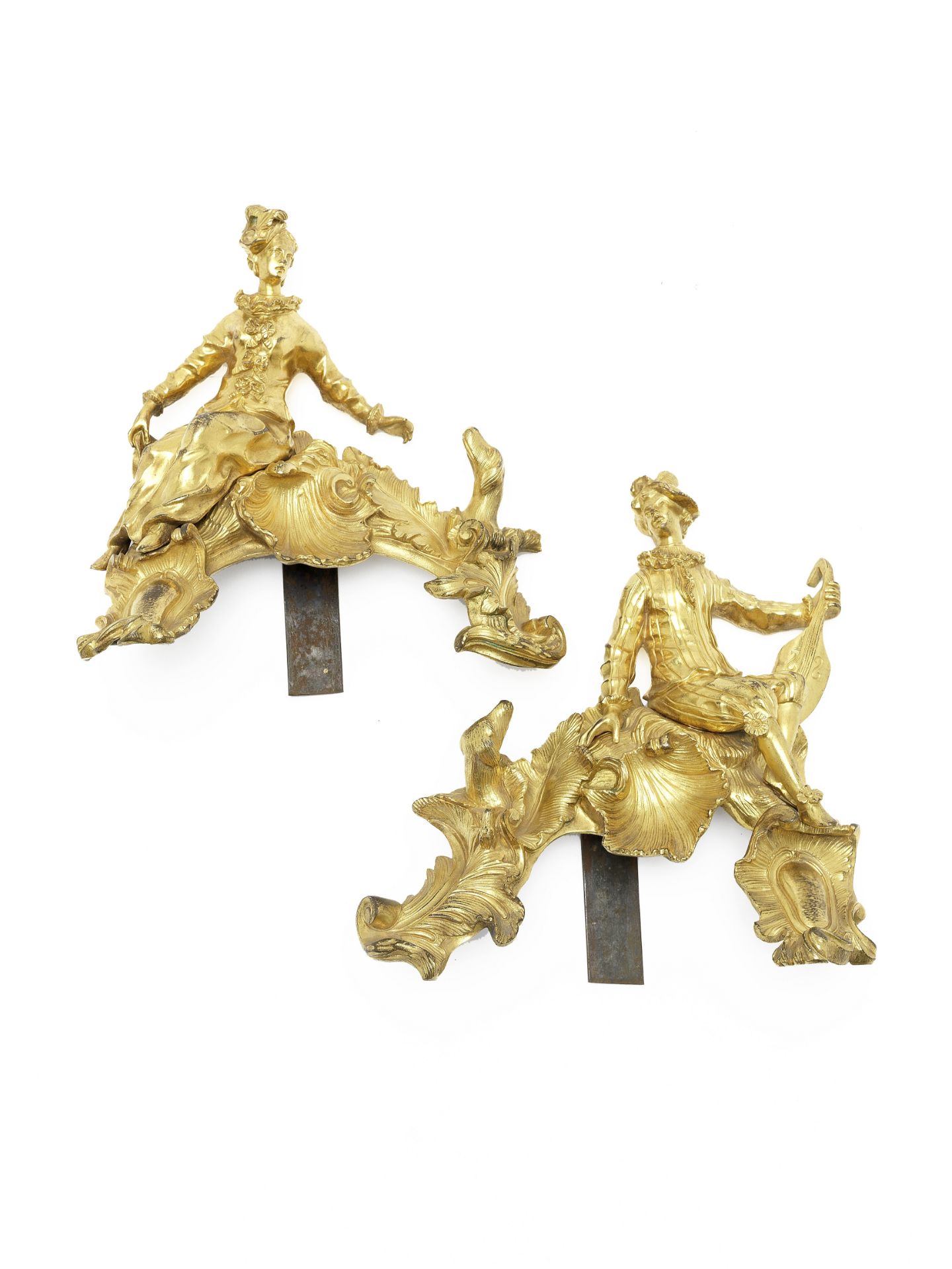 A pair of Louis XV ormolu figural chenets (2)
