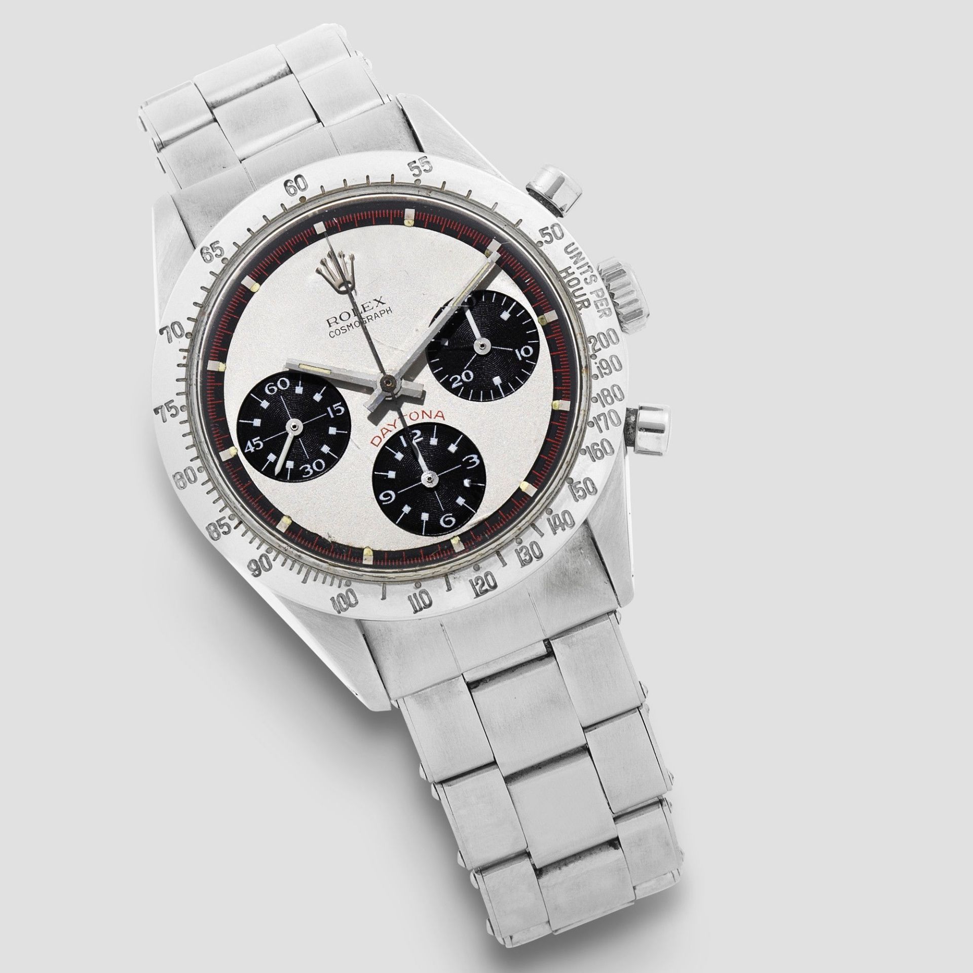 Rolex. An exceptionally rare stainless steel manual wind chronograph bracelet watch with exotic P...