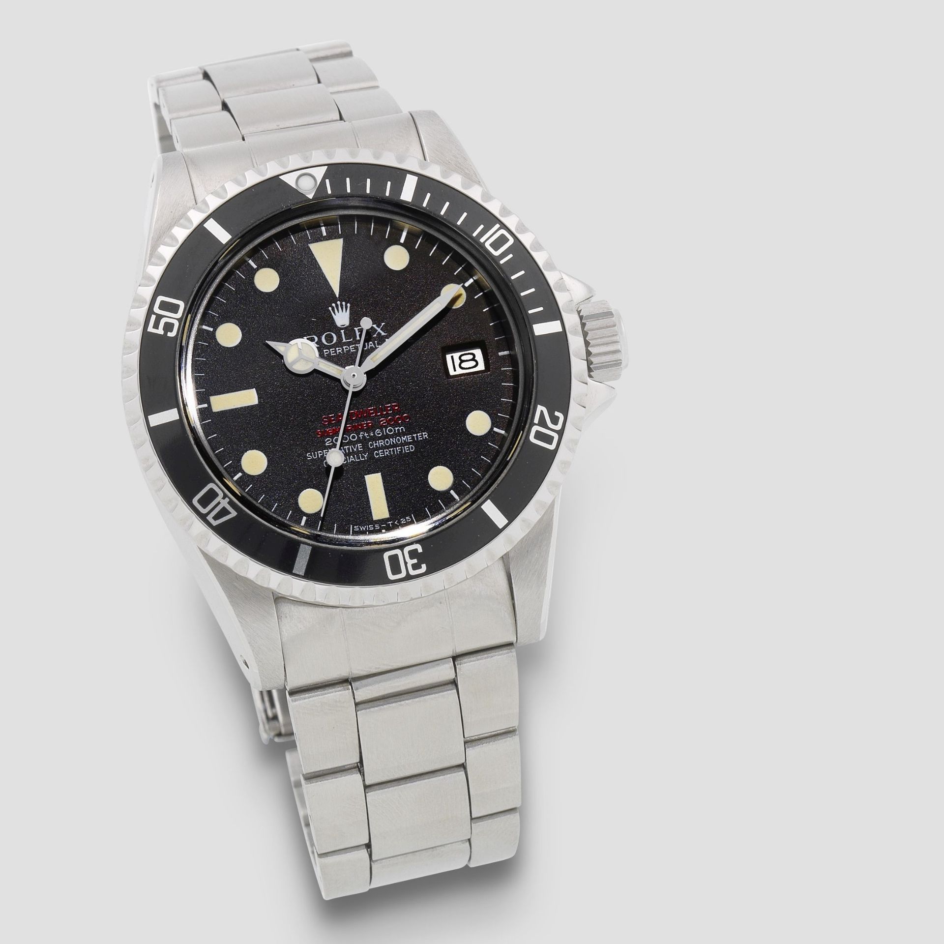Rolex. A rare stainless steel automatic calendar bracelet watch Double Red Sea Dweller, Ref: 166...