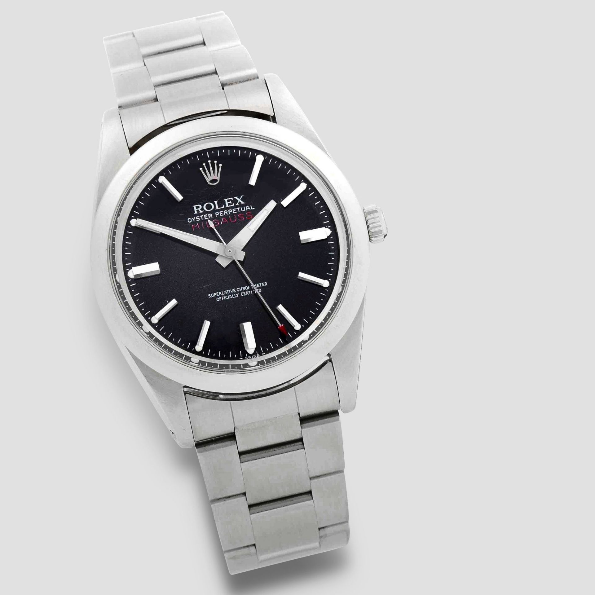 Rolex. A stainless steel automatic antimagnetic bracelet watch Milgauss, Ref: 1019, Circa 1979