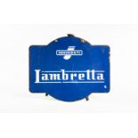 A Lambretta double sided enamelled sign