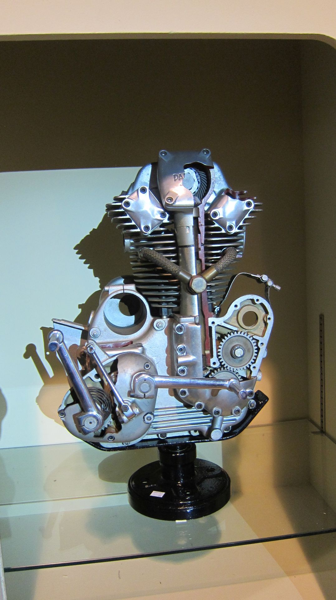 A Moto Parilla OHC engine and gearbox cutaway