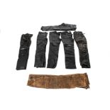 Seven pairs of mostly black leather riders trousers ((7))