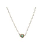 Cultured pearl and gem-set necklace, by Sanz, circa 1960