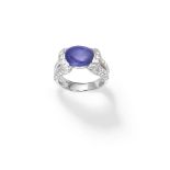 Star sapphire and diamond ring