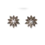 Fancy coloured diamond and diamond flower earrings