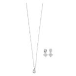 Diamond single-stone pendant and diamond pendent earrings (2)