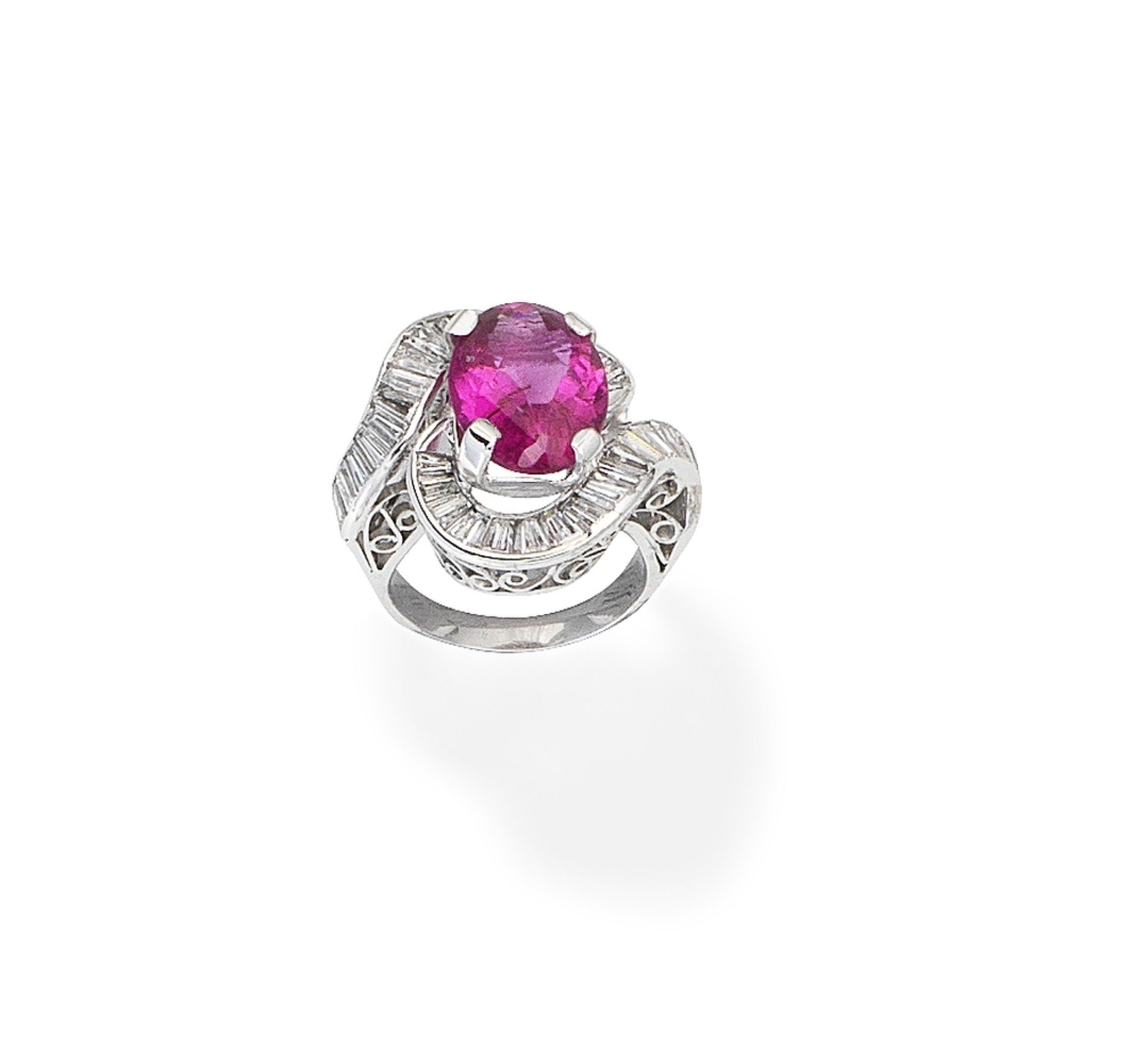 Pink tourmaline and diamond dress ring