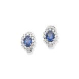 Sapphire and diamond cluster earrings