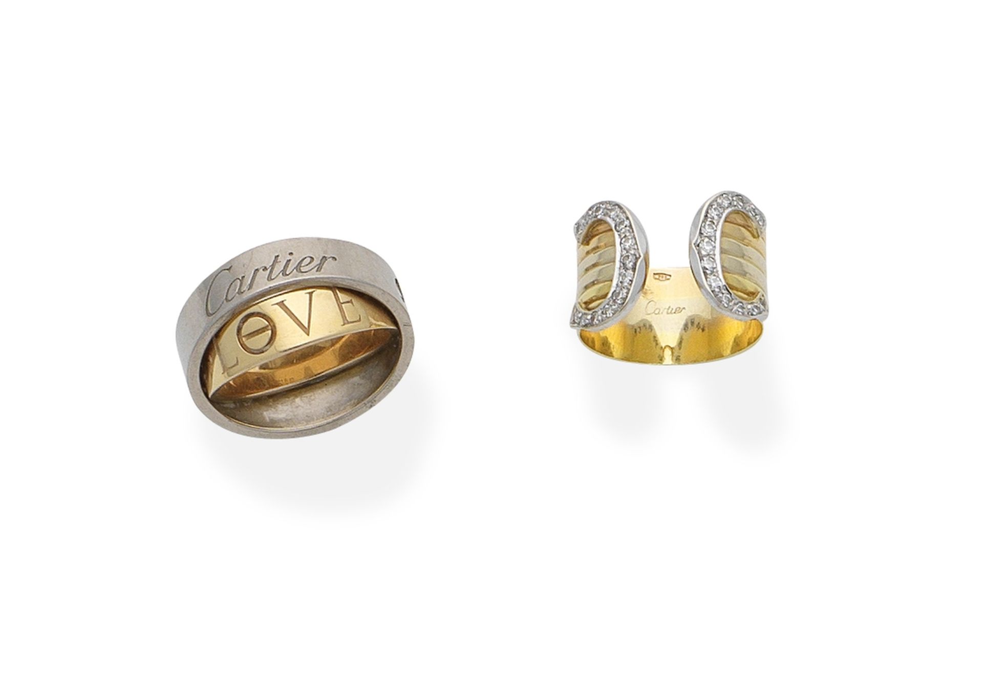Cartier: Diamond 'Double-C' ring and 'Love' ring (2)