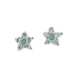 Emerald and diamond star earrings