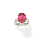 Pink tourmaline and diamond ring