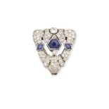 Art Deco sapphire and diamond clip brooch, circa 1930