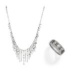 Diamond and black diamond bangle and necklace (2)