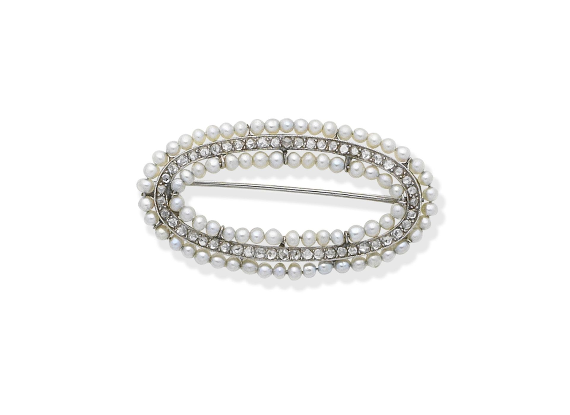 Cartier: Seed pearl and diamond brooch, circa 1910