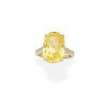 Yellow sapphire and diamond ring