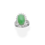 Jade and diamond ring