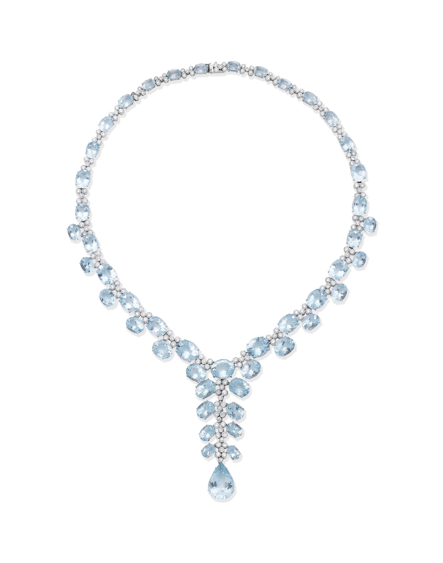 Aquamarine and diamond necklace