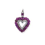 Ruby and diamond heart pendant, circa 1900