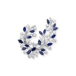 Sapphire and diamond brooch, circa 1955