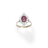 Ruby and diamond cluster ring