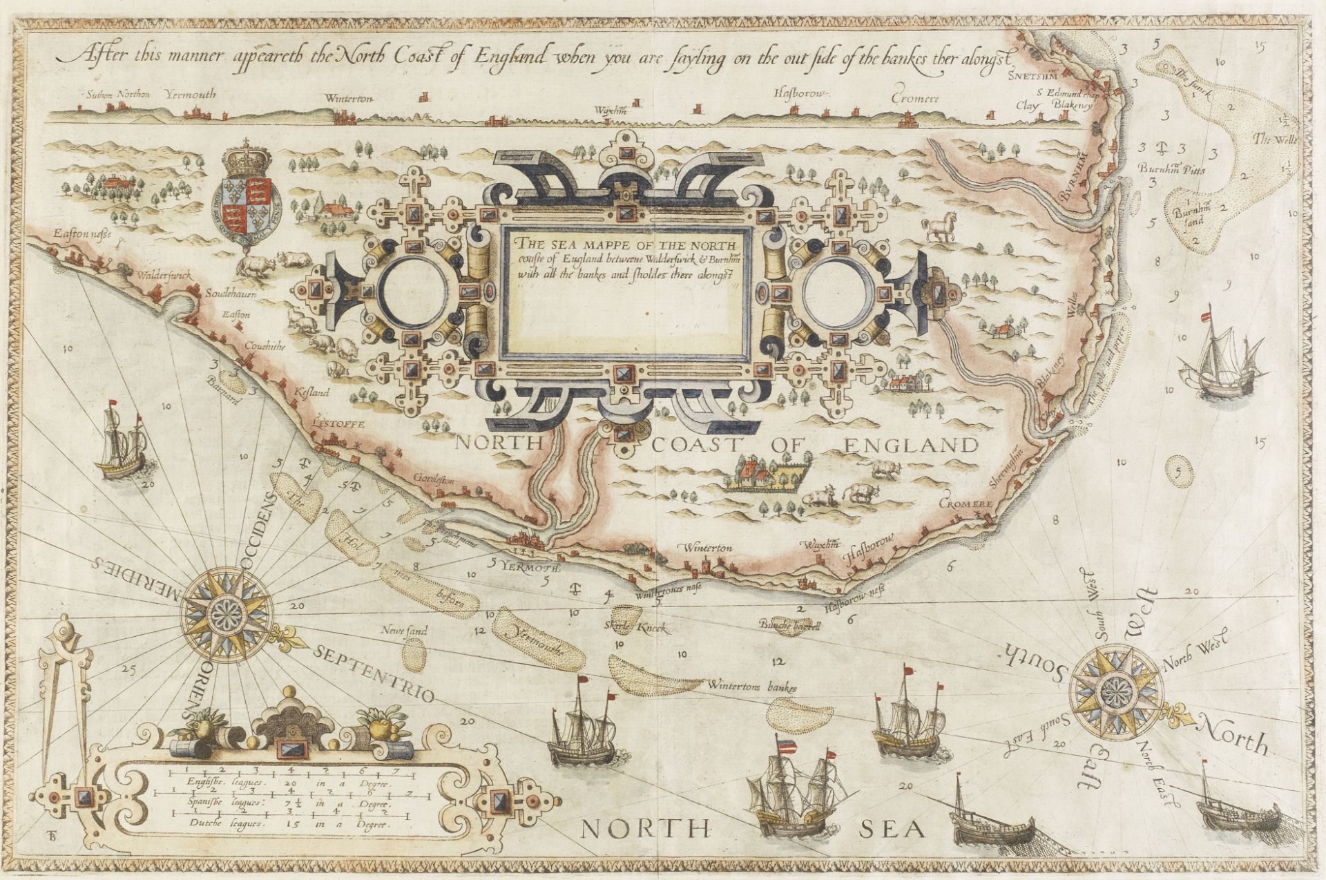 NORFOLK [WAGHENAER (LUCAS JANSZOON)] The sea mappe of the north coaste of England betweene Walbe...