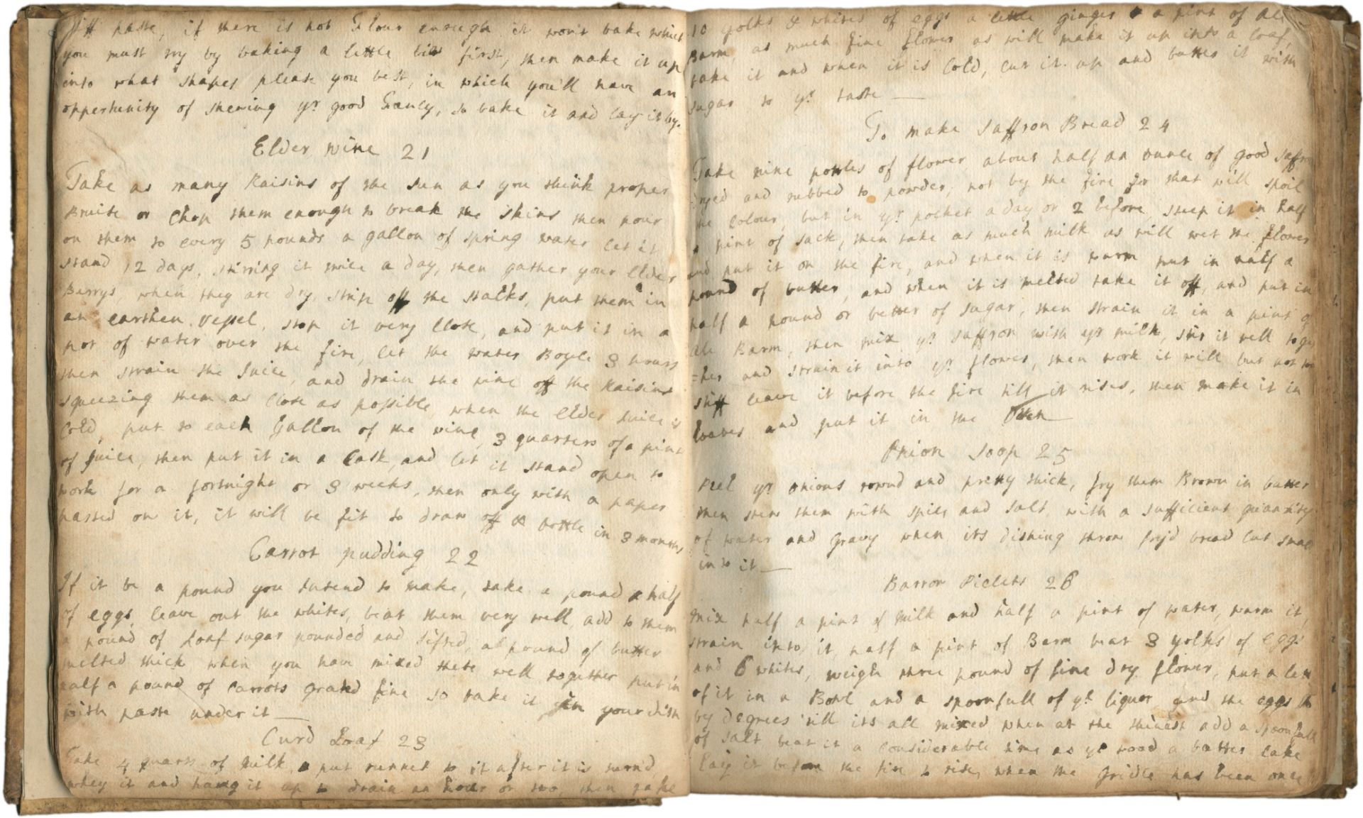 MANUSCRIPT RECIPE BOOK - IRELAND Volume of culinary recipes, titled 'Rosconnel – February 25 1755...