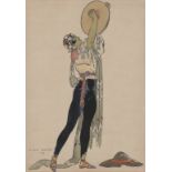 BARBIER (GEORGE) Costume design of a 'Gypsy', with tambourine, signed and dated 'George Barbier 1...