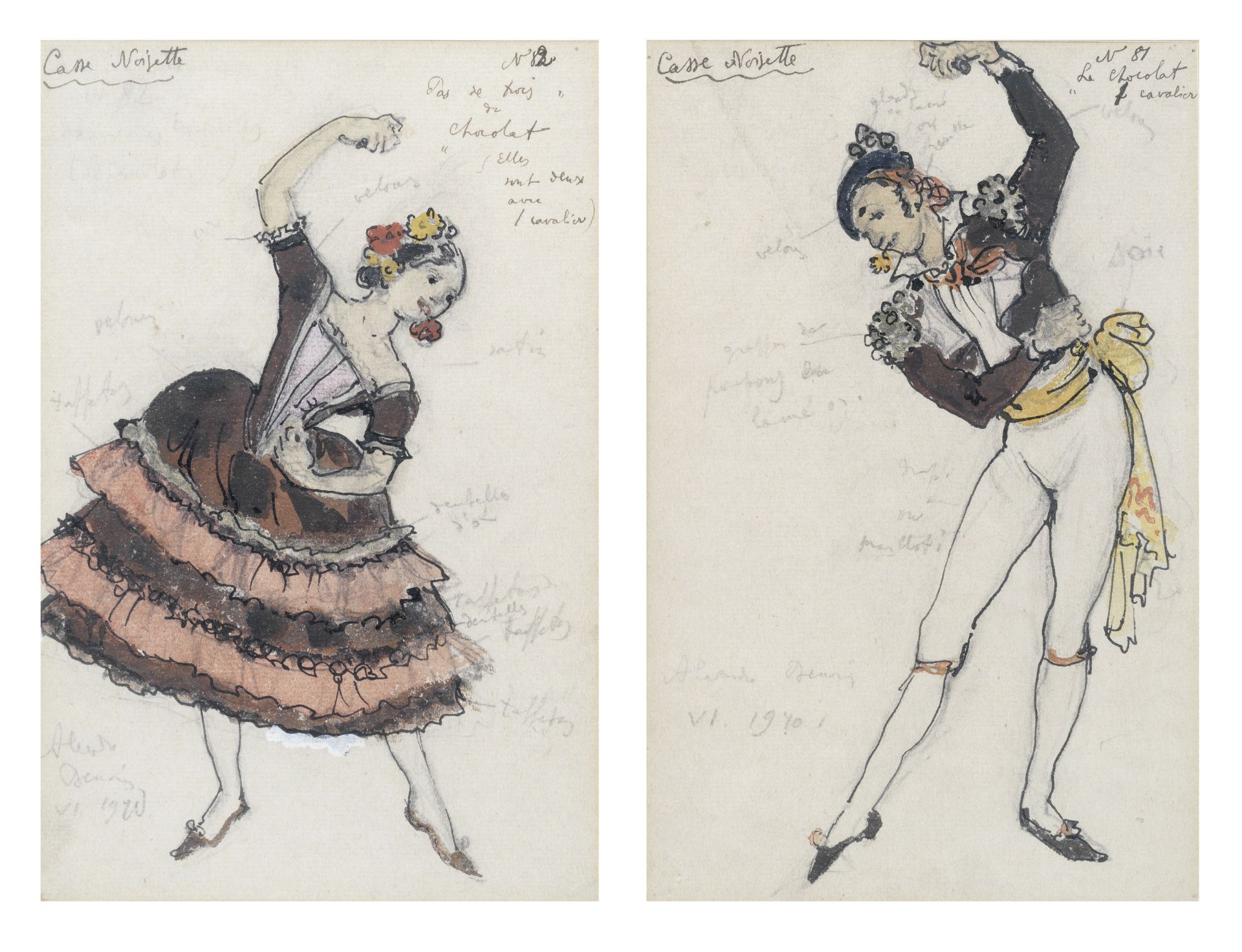 BENOIS (ALEXANDRE) Four costume designs for 'Casse Noisette' (The Nutcracker), including 'No. 81....