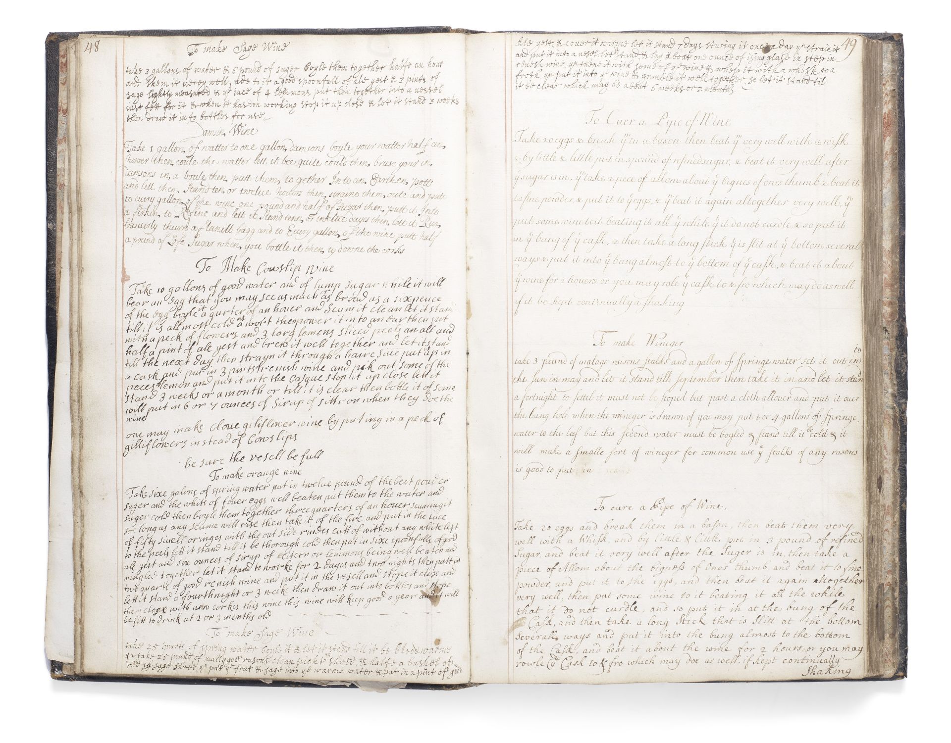 MANUSCRIPT RECIPE BOOK – EAST ANGLIAN QUAKERS Culinary and medicinal receipt book, c.1700 onwards