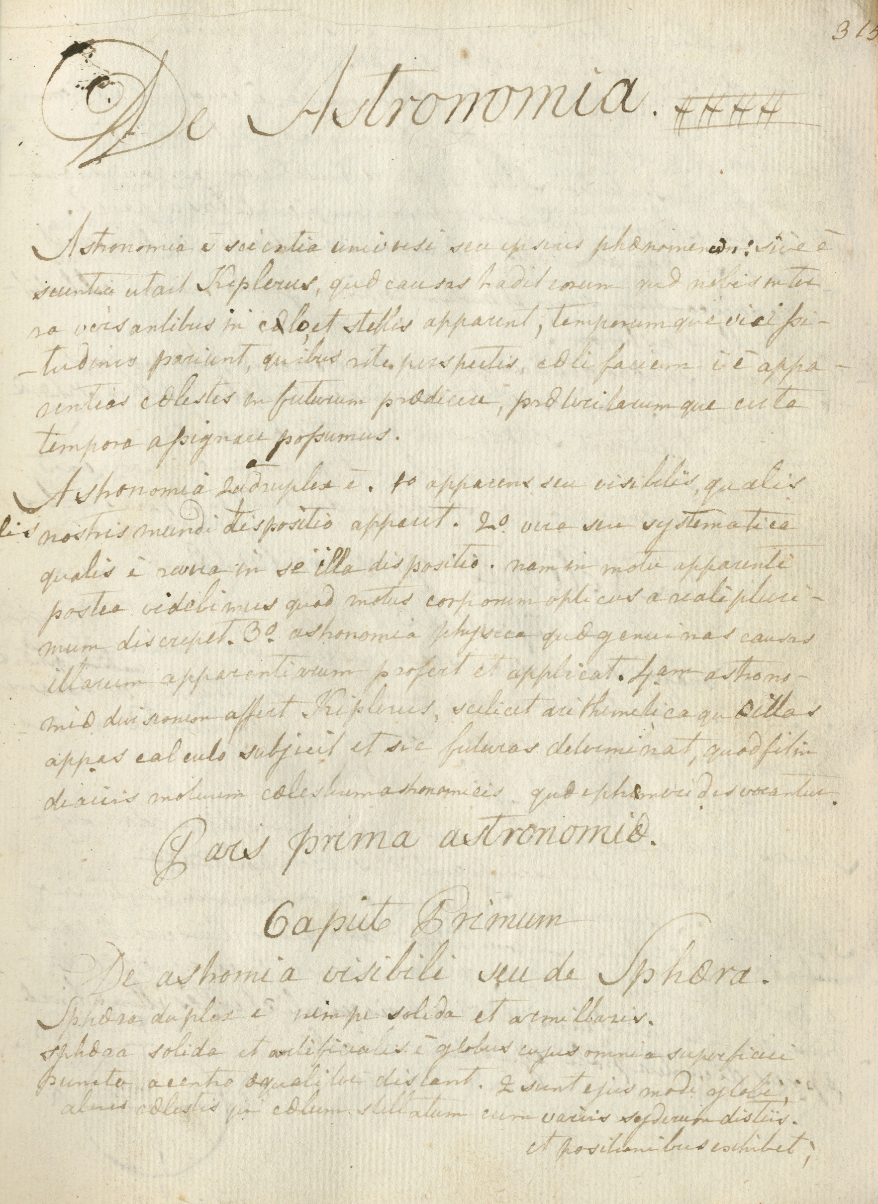 MANUSCRIPT - ASTRONOMY 'De Astronomia... Tractatus de Optica' 1772